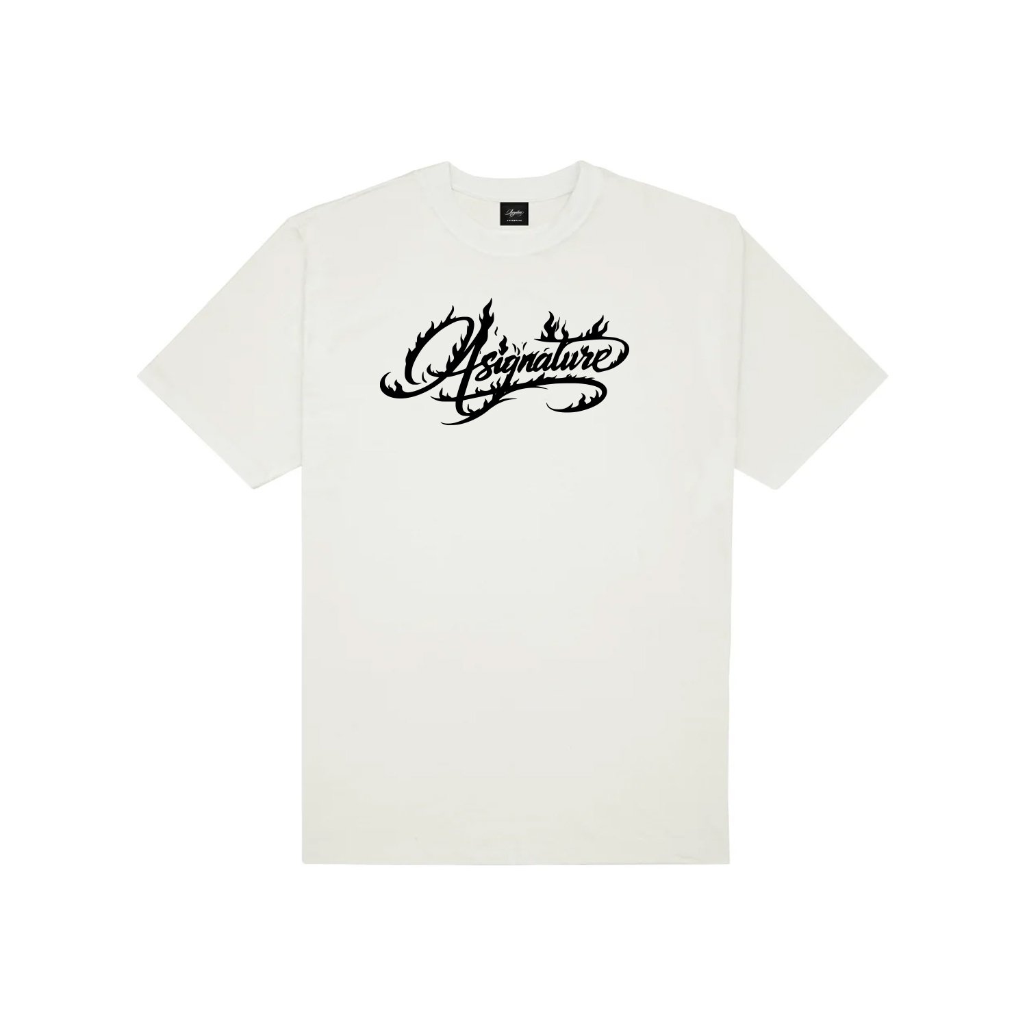 asignature-flame-script-tee-white